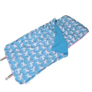 Pottery Barn Kids Mackenzie Unicorns and Rainbows Blue Nap Mat